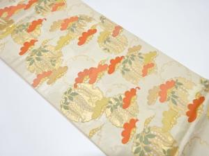 雪輪に笠松・藤模様織り出し袋帯